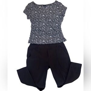 INC FLoral Top L + Indero Black Dress Pants L/XL Work Outfit Bundle
